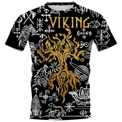 Viking Lovers T-shirts 3D Graphic Viking Tree of Life Rune T-shirts Fashion Casual Pullovers Tops Men Clothing XS-4XL