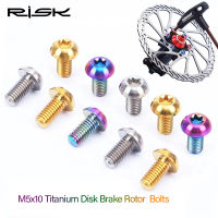 RISK 12pcs M5x10mm Disk ke Rotor Bolts T25 Torx Titanium Bicycle Parts Titanium Mountain Bike Ultralight ke Rotor Screw