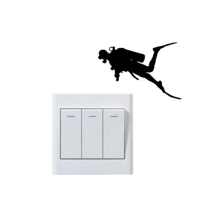 Interesting Diver Diving Snorkeling Vinyl Wall Switch Sticker 5WS0150