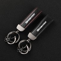 Leather Carbon Fiber Car Rings Keychain Zinc Alloy Keyrings For Mercedes Benz AMG SPRINTER Car Accessories