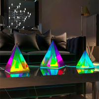 RGB Triangle LED Night Light Acrylic Creative Desk Lamp Cube Bedside Table Lamp Home Bedroom Decoration With Rrmote Control