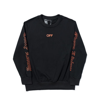 [In stock] ที่ถูกต้องรุ่นแบรนด์ Tide ในยุโรปและอเมริกา VLONE ข้อต่อ OFF เสื้อสเวตเตอร์แบบบางคอกลมชายหญิงทรงสูง