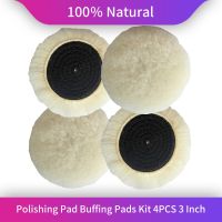 Polishing Pad Buffing Pads Kit 4PCS 3 Inch Buffer 100 Wool Auto Hook and Loop For Rotary Random Orbit Sander/Polisher Waxing