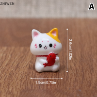 ZHIWEN 1ชิ้นน่ารักปีใหม่การ์ตูนแมวนำโชคภูมิทัศน์ไมโครเรซินแมวภูมิทัศน์ภูมิทัศน์ไมโคร DIY กระถางตกแต่งสวนขนาดเล็ก