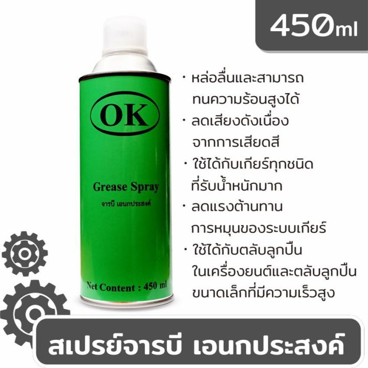 ว้าว-ok-grease-spray-จารบี-เอนกประสงค์-สเปรย์จารบี-1-กระป๋อง-กระป๋องสีเขียว-พร้อมจัดส่ง-จาร-บี-ทน-ความ-ร้อน-จาร-บี-เหลว-จาร-บี-หลอด-จาร-บี-เพลา-ขับ