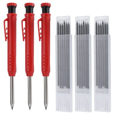 NEW-Carpenter Pencils,Solid Carpenter Pencils with Built-in Pencil Sharpener, Mechanical Drawing Pencils for Woodworking