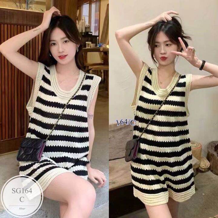 ml164-mini-dressไหมพรม-งานตามหา-ผ้านุ่ม-ยืดเยอะ-ทรงน่ารัก-สไตล์สาวเกาหลี-เนื้อผ้าเป็นไหมพรมนิ่มผ้าใส่สบายดีไม่คัน-ลายทางดูหรูสุดๆ-สวยมากค่ะ-ตามแบบ-พร้อมส่งค่ะ-สี-2-สี-ขาว-ครีม-ขนาด-รอบอก-bust-34-42-รอ