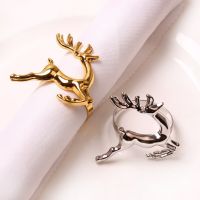 Christmas Glossy Little Deer Napkin Ring Gold Silver Fawn Elk Napkin Ring Merry Christmas Party Dinner Napkin Buckle Cloth Rings