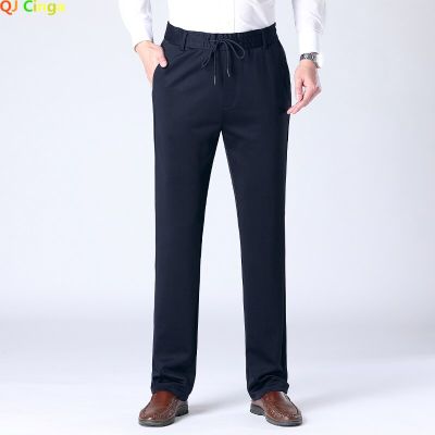 High-waisted Strappy Trousers Mens Straight Leg Pants Men Black Blue Grey Slacks Plus-size Quick-dry Slacks Man Pantalon L-9XL
