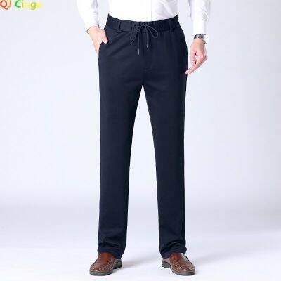 High-waisted Strappy Trousers Mens Straight Leg Pants Men Black Blue Grey Slacks Plus-size Quick-dry Slacks Man Pantalon L-9XL