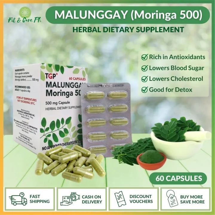 1 Box TGP Malunggay MORINGA 500 (60 Capsules) 500mg Rich In Vitamin A ...