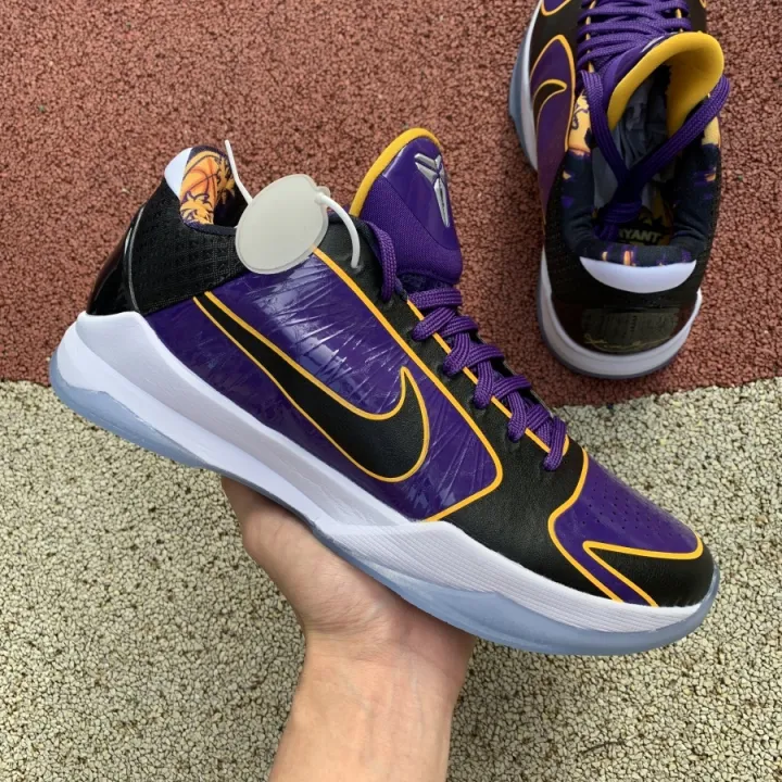 Zk5 Lakers Purple and Gold Basketball Shoes Kobe 5 Sneakers Protro ...