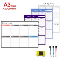 A3 Dry Erase Magnetic Monthly Weekly Planner Calendar Markers Fridge Whiteboard,Erasable Magnet Daily Memo Refrigerator Sticker