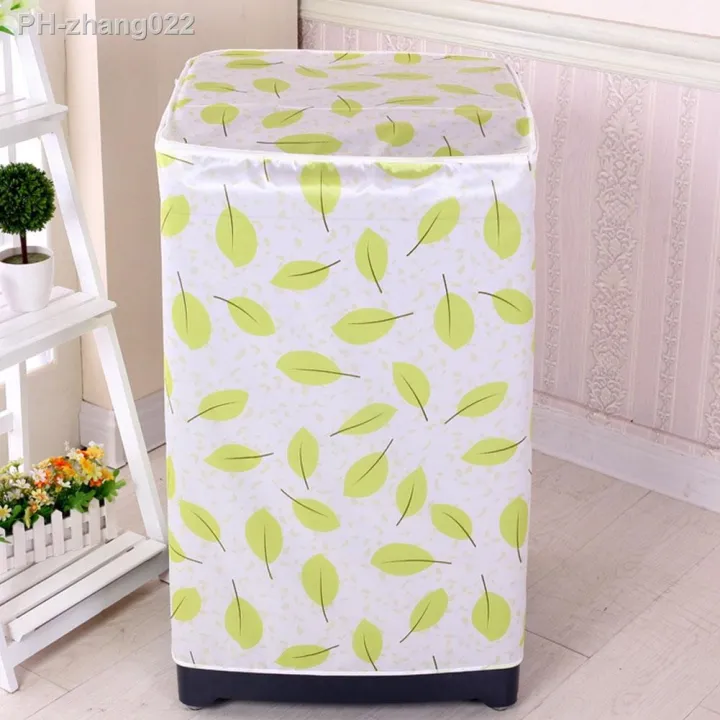 floral-printed-zipper-washing-machine-cover-protective-case-decoration-home-easy-to-clean-front-loading-dust-proof-accessory