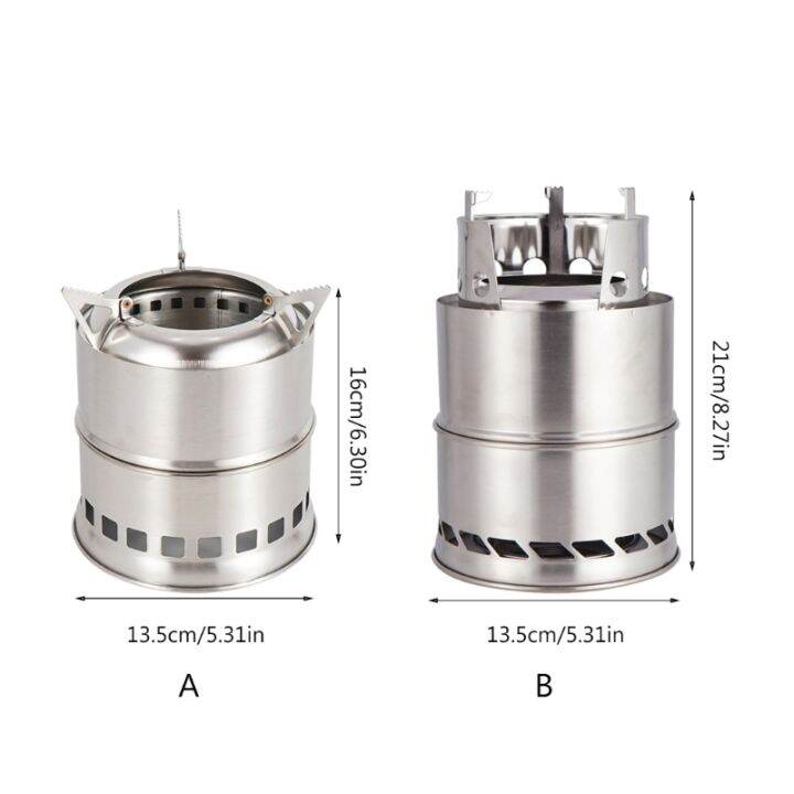 เตาไม้กันลมพับได้เตาเตาไฟพกพาสำหรับค่ายพักแรมแบกเป้เตาปิกนิกการปรุงอาหารด้วยเตาเตาก๊าซ
