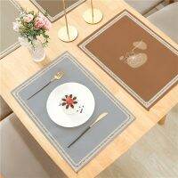 ✳﹍ Morandi Simple Flower Brown Pattern Linen Placemat Meal Cushion 32x42cm For Dining Room Kitchen Living Room