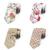 Design New 8CM Men Slim Fit Tie Crane Pattern Printing Fun Casual Fashion Necktie Bar Club Holiday Party Tie Japanese Gravatas