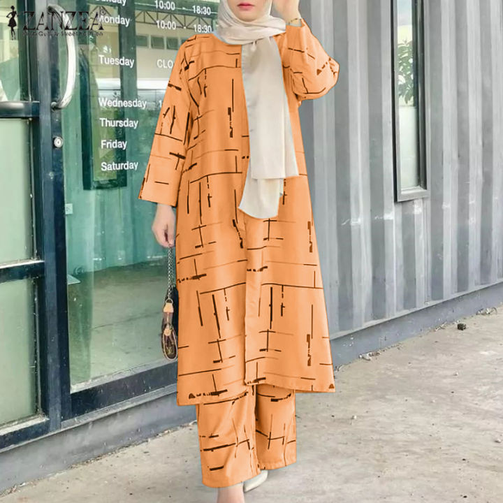 esolo-zanzea-muslimah-women-muslim-2pcs-sets-casual-loose-outfits-tracksuit-suit-long-tops-elastic-waist-pants-mls