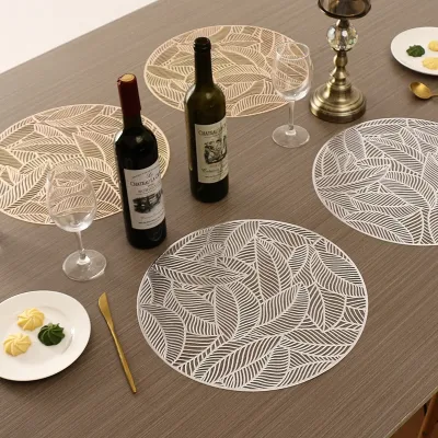 Round Placemats Restaurant Hollow PVC decoration Meal Mat Anti-hot Dining Table Line Mat Steak Plate Pad