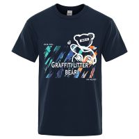 Craffitilitter Bear My Heart Men T Shirts Cotton Tshirts Breathable Loose Clothes Hop Street Gildan