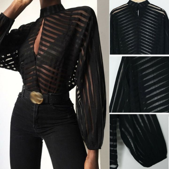 mesh-net-blouse-sheer-sleeve-ladies-shirt-front-hollow-womens-clothing-female-blouses-hot