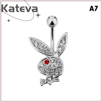 [Kateva] COD 1 PC Bunny dangle ท้องแหวนปู CZ อัญมณีผ่าตัดเหล็กเจาะสะดือ