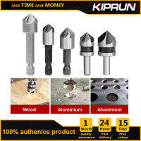 KIPRUN 5ชิ้น5ชิ้นชุดบิต HSS Countersink Drill ขลุ่ย90องศา1/4นิ้วก้านเคาน์เตอร์อ่างล้างจานเครื่องตัดลบมุมโลหะสำหรับเครื่องมือไฟฟ้าที่ทำไม้