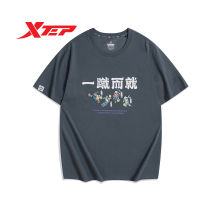 Xtep เสื้อแขนสั้นสำหรับผู้ชาย,ใหม่พิมพ์ลายแพนด้าทรงหลวมแขนสั้นกีฬา