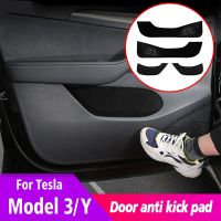 Car Door Anti Kick Pad Leather Protection Film For Tesla 2021-2022 Model 3 Model Y Protector Stickers Carbon Trim Accessories