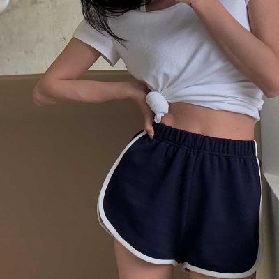 American Vintage Student Girl BM Style Contrast Casual Sports Shorts Womens Loose A-Line Wide Leg Hot Pants Straight Cylinder