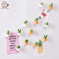 6Pcs/Set Creative 3D Cute Cactus Fridge Magnets Fridge Plant Magnet Buttons for Message Boards and Reminders Kitchen Decorative Accessories