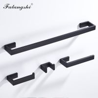 304 Stainless Steel Bathroom Hardware Set Black Robe Hooks Toilet Paper Holder Towel Rail Bar Accessories For Bathroom WB8856 Toilet Roll Holders