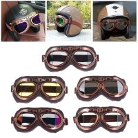 ✈ Retro Vintage Pilot Goggles แว่นตาป้องกันมอเตอร์สำหรับรถจักรยานยนต์ Cruiser Cafe Scooter