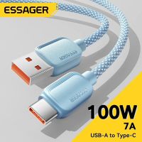 7A Essager 100W USB Type C สาย PD 88W ที่ชาร์จมีช่องเสียบยูเอสบีเร็ว USB สายข้อมูล USB C เพื่อ USB สายเคเบิ้ล Type C สำหรับ Huawei เกียรติ Samsung สมาร์โฟน Xiaomi Oneplus