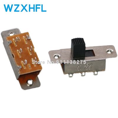 10PCS SS-23F19 2P3T-G5Double pole three throw 3 position slide switch 6 solder lug pin DIP type without fixed pin SS-23F19  G8MM WATTY Electronics