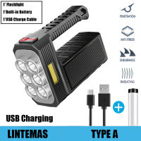 High power led flashlights Solar Rechargeable Powerful Flashlight Ultra Bright Outdoor Multi-function Portable Torch Searchlight