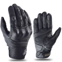 ✗ Retro Perforated Genuine BERIK Leather Motorcycle Gloves Cycling Unisex Motorbike Protective Gloves Motocross Glove Guante Moto