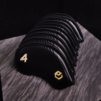 Golf Iron Cover Black Crystal PU Leather Waterproof 10 Pcs Set Druable  Fit Club Headcovers