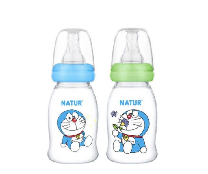 natur-เนเจอร์-โดเรม่อน-ขวดนม-pp-ขนาด-4oz-แพ็ค-2-มาพร้อมจุกนมไบโอมิมิค-ไซส์s