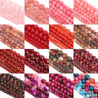 Natural Red Stone Beads Tiger Eye Pink Agate Quartz Jade Loose Spacer Beads For Jewelry Making DIY Bracelet Necklace Accessories