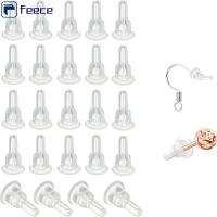 FEECE 100pcs 10x6mm ต่างหูหลังต่างหู ซิลิโคนทำจากซิลิโคน นุ่มนุ่มๆ จุกปิดต่างหูด้านหลัง อุปกรณ์เครื่องประดับอัญมณี ฝาครอบเต็มรูปแบบ หลังต่างหูใส สำหรับต่างหูตะขอกระดุม