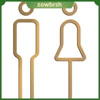 ZOWBRSH 1Pair สีทองสีดำ ป้ายโถสุขภัณฑ์ ห้องน้ำของผู้หญิง แผ่นทองเหลืองแผ่น สติ๊กเกอร์ติดผนัง การตกแต่งตกแต่ง ห้องสุขาของผู้ชาย ป้ายล้างห้อง ห้องน้ำในห้องน้ำ