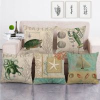 [COD] life lobster starfish horse flax pillowcase printing mention factory direct selling pillow picture to 1402