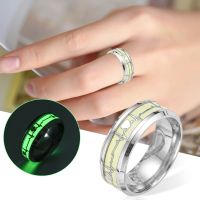 Cock Ring Set Glowing For Men Steel Ring Heartbeat Dark Stainless Ring Luminous Ring Heartbeat Promise Jewelry Women Fashion Rings