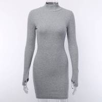 Knitted Turtleneck Sweater Dress Women Winter Bodycon Mini Long Sleeve Casual Warm Dress Short Sexy Club Wear Black Red