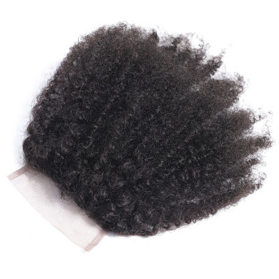 Afro Kinky Curly Closure Swiss Lace zilian Human Hair 4X4 Lace Closures Only 8-18นิ้ว Remy ผมสีธรรมชาติ Gabrielle