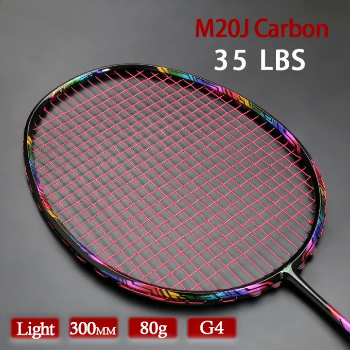 Super Light Carbon Strung Fiber Badminton Racket Tension 2835LBS Professional 4U 80g G4 Rackets