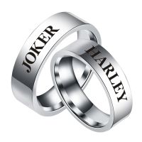 Stainless steel couple jewelry engraving JOKER and HARLEY letters commemorative wedding jewelry Valentine gift ring