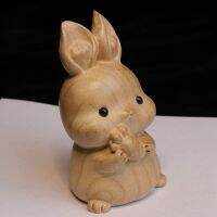 Wooden Rabbit Ornament Mini Figurine Hand Carved Animal Sculpture Home Table Decoration Room Decoration Birthday Gift