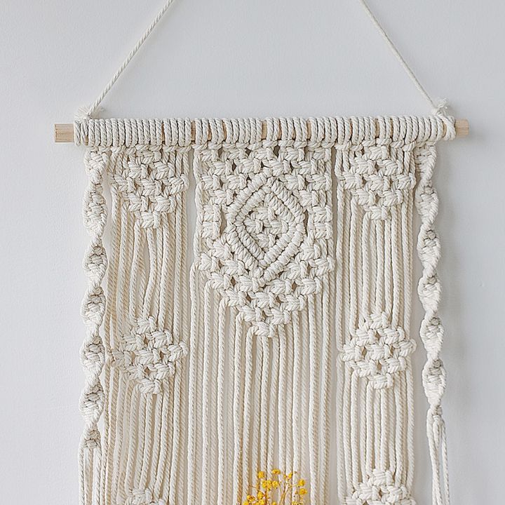 macrame-ชั้นไม้ลอยน้ำสำหรับตกแต่งชั้นแขวนผนัง-การตกแต่งบ้านโบฮีเมียนในร่มและกลางแจ้งเชือกทำมือสำหรับวางต้นไม้